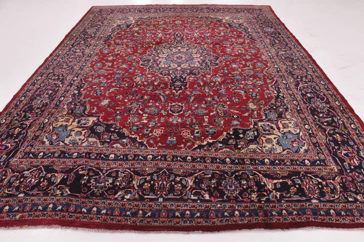 Detail image of 9' 9 x 12' 8 Hand Knotted Mashad Persian Wool Rug