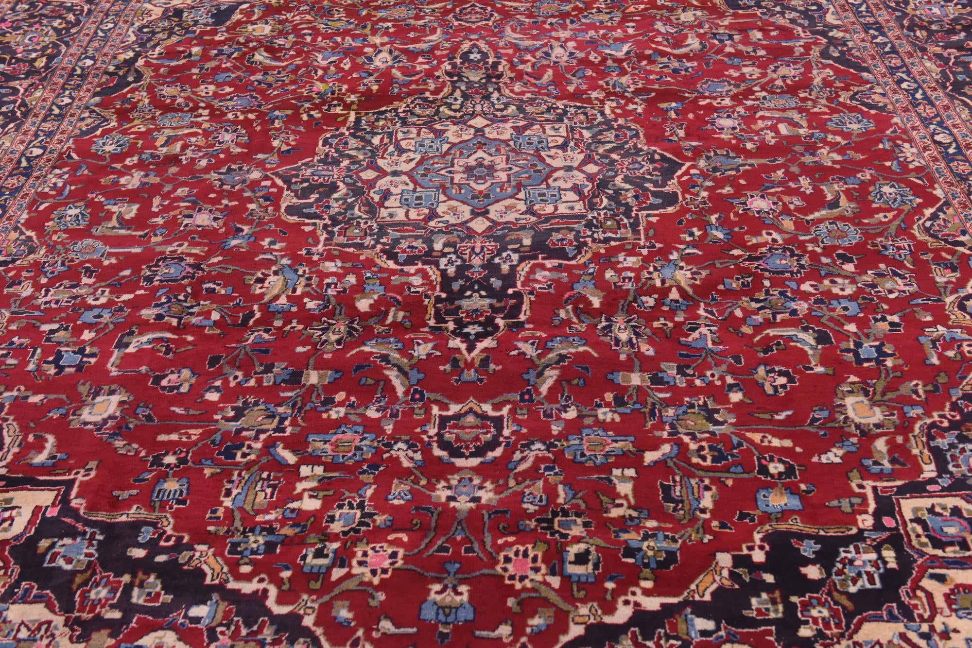 9' 9 x 12' 8 Hand Knotted Mashad Persian Wool Rug