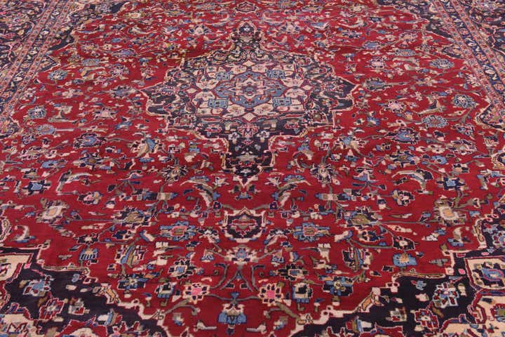 9' 9 x 12' 8 Hand Knotted Mashad Persian Wool Rug
