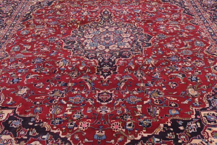 Detail image of 9' 9 x 12' 8 Hand Knotted Mashad Persian Wool Rug