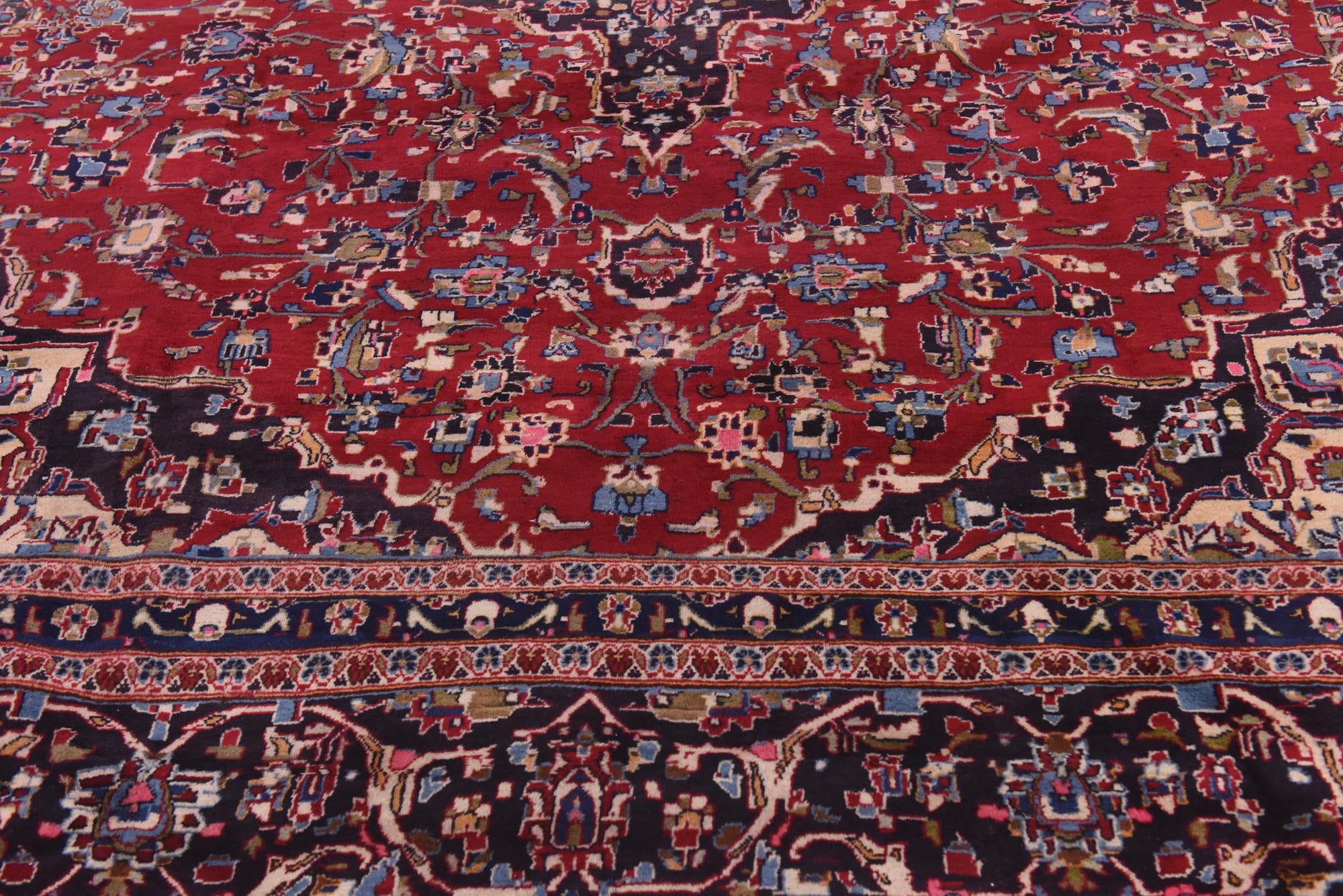 9' 9 x 12' 8 Hand Knotted Mashad Persian Wool Rug