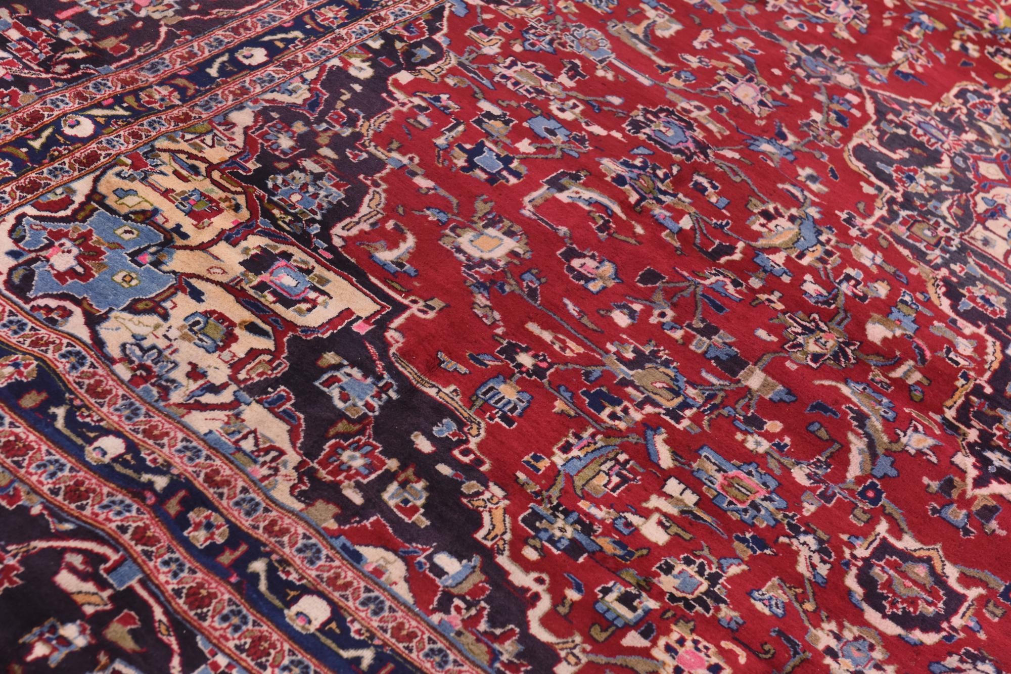 9' 9 x 12' 8 Hand Knotted Mashad Persian Wool Rug