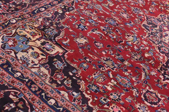 9' 9 x 12' 8 Hand Knotted Mashad Persian Wool Rug