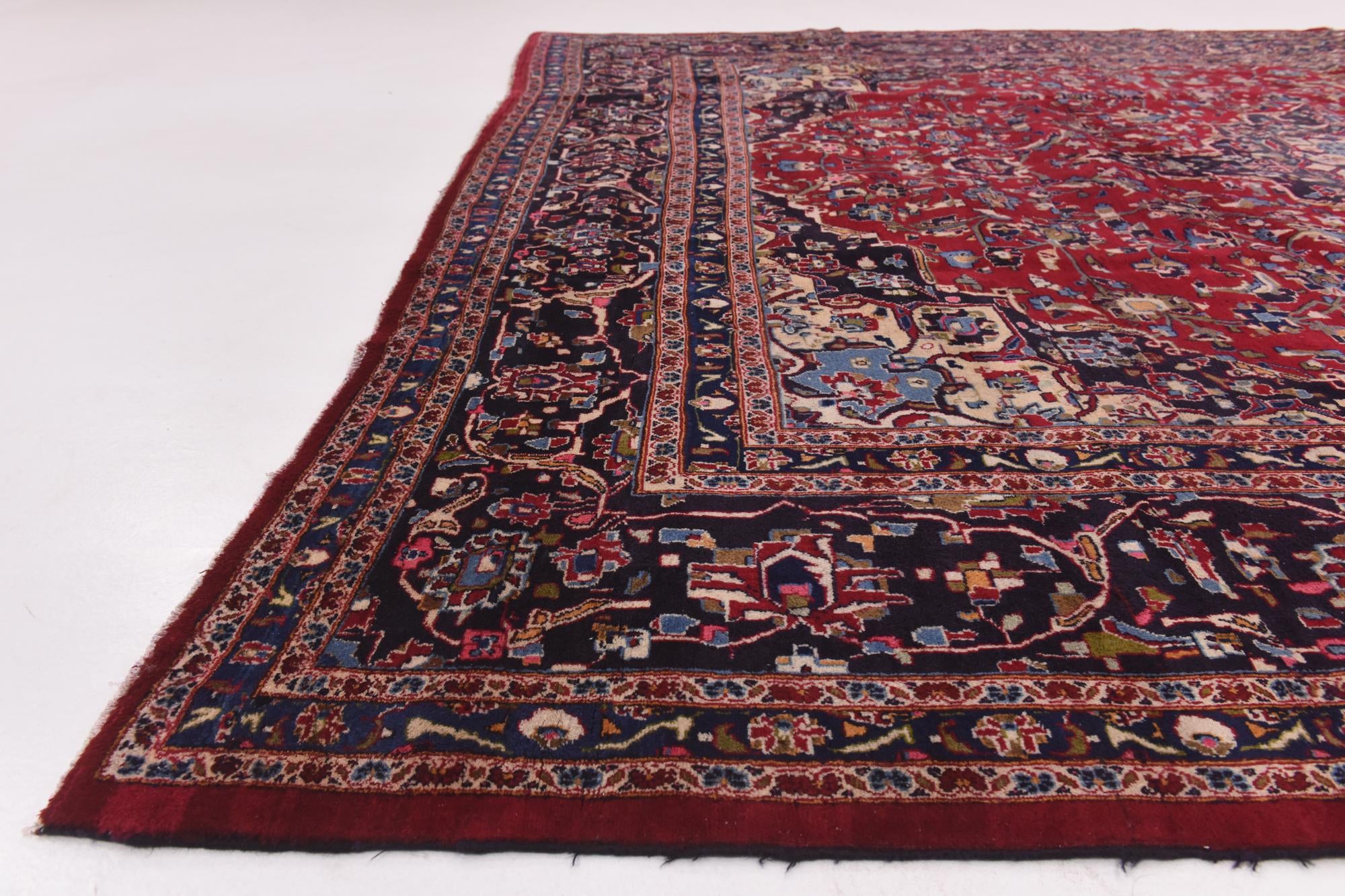 9' 9 x 12' 8 Hand Knotted Mashad Persian Wool Rug