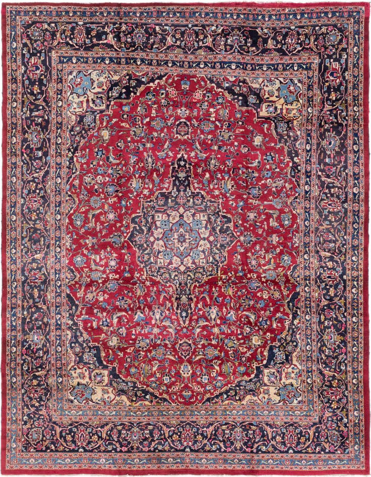 Detail image of 9' 9 x 12' 8 Hand Knotted Mashad Persian Wool Rug