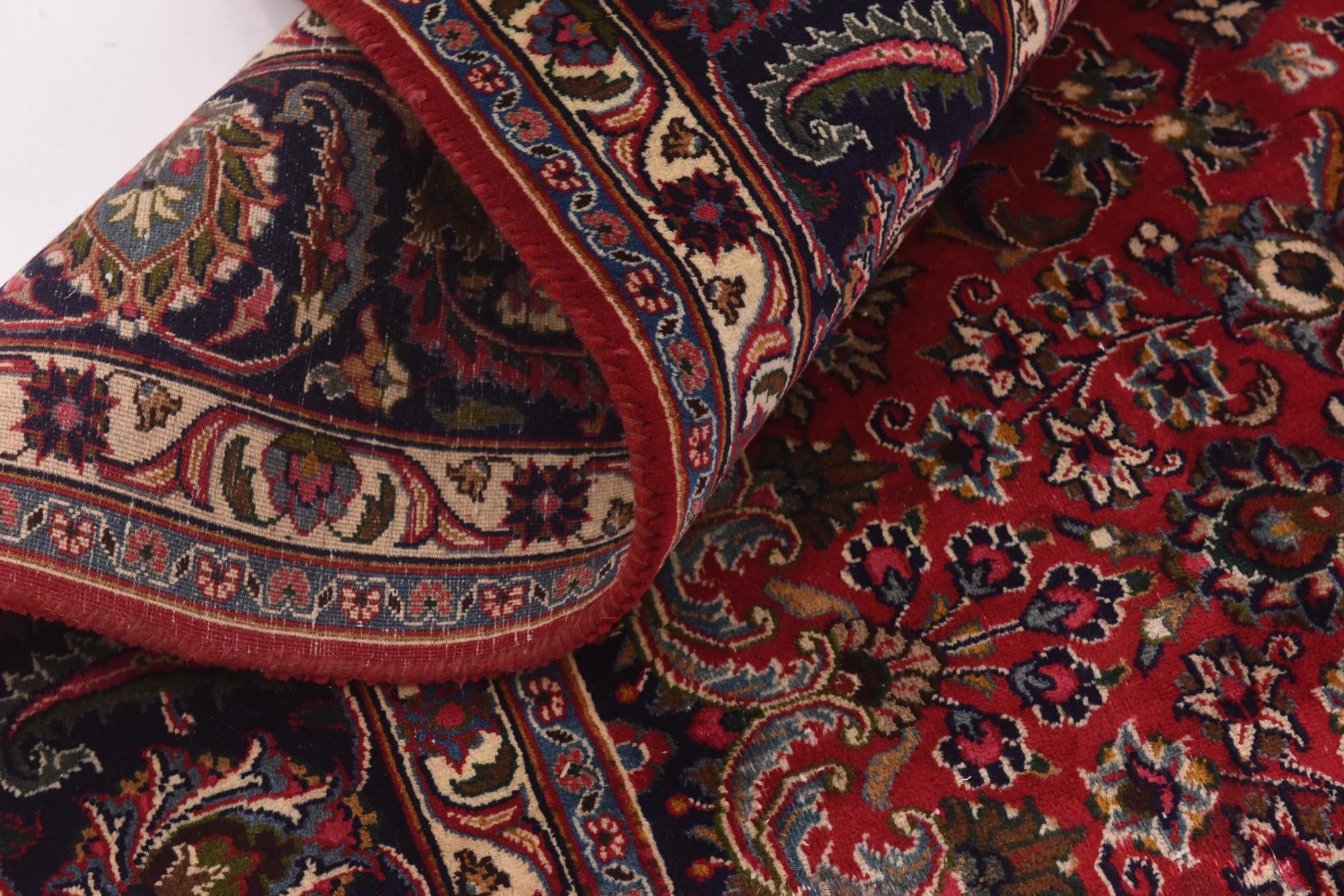 9' 7 x 12' 7 Hand Knotted Mashad Persian Wool Rug