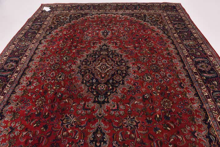 9' 7 x 12' 7 Hand Knotted Mashad Persian Wool Rug