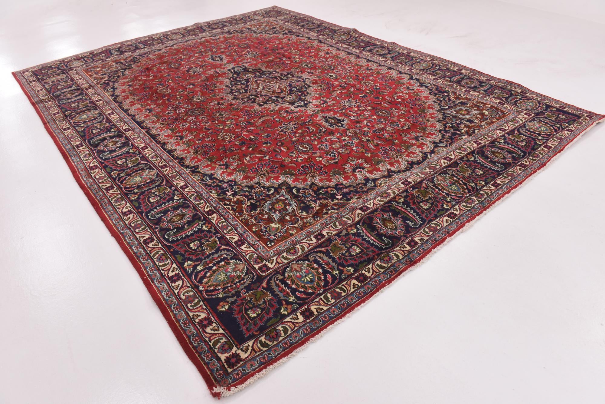 9' 7 x 12' 7 Hand Knotted Mashad Persian Wool Rug