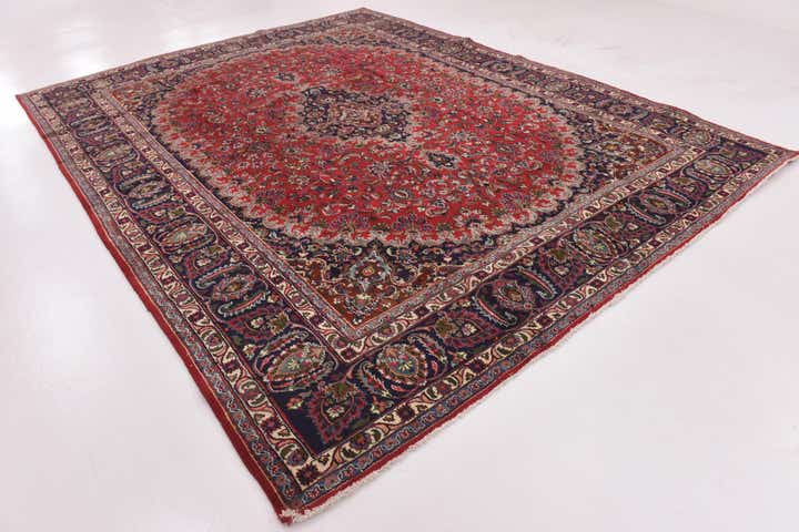 9' 7 x 12' 7 Hand Knotted Mashad Persian Wool Rug