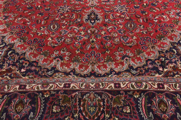 Detail image of 9' 7 x 12' 7 Hand Knotted Mashad Persian Wool Rug