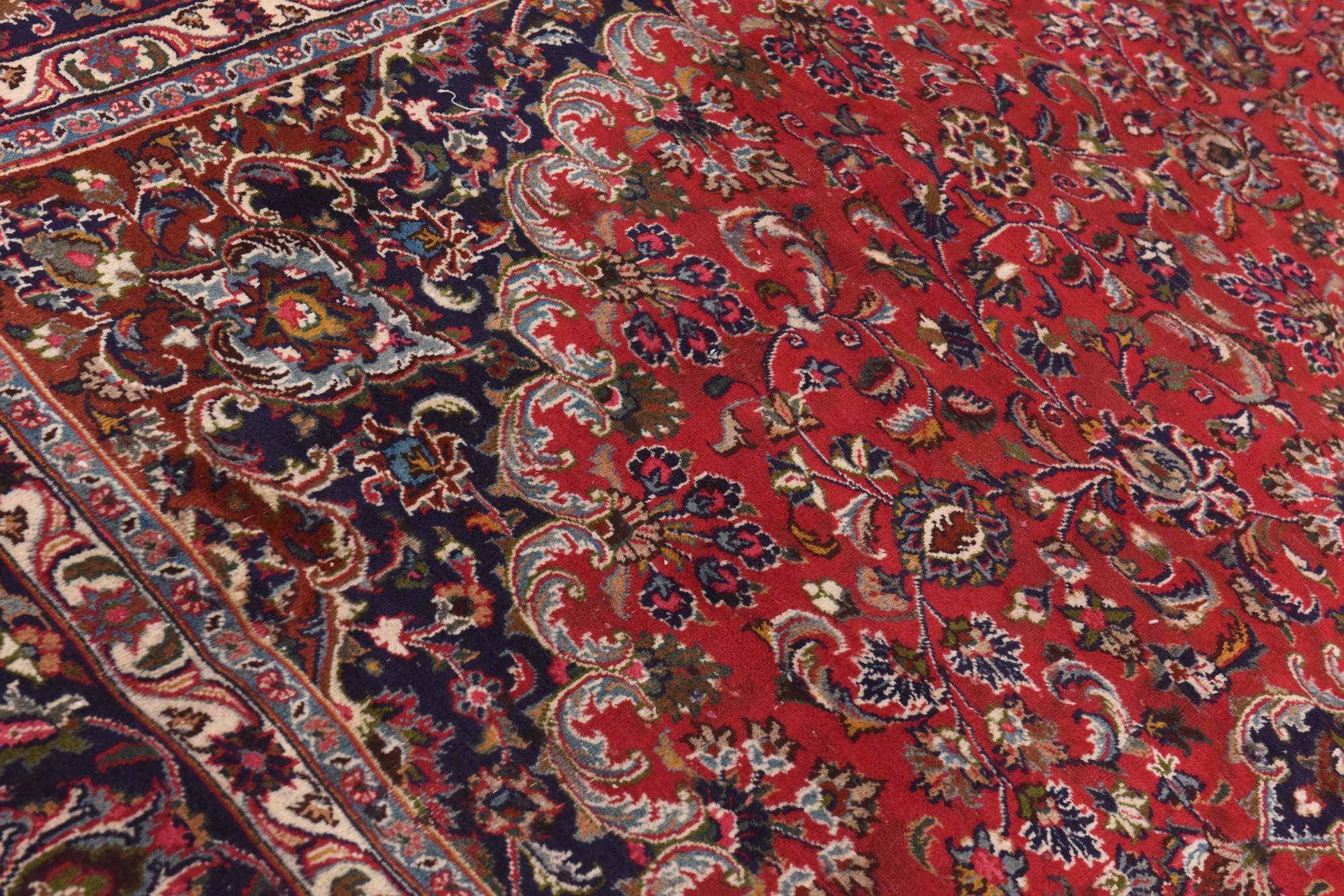 9' 7 x 12' 7 Hand Knotted Mashad Persian Wool Rug