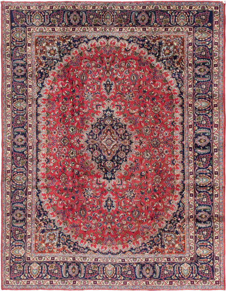 Detail image of 9' 7 x 12' 7 Hand Knotted Mashad Persian Wool Rug