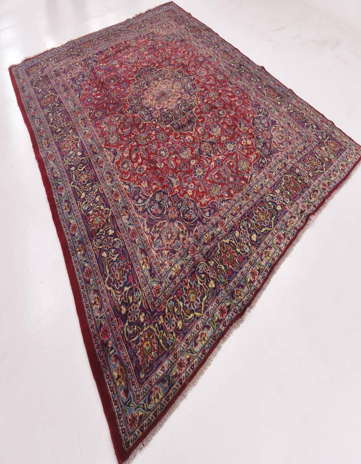 Detail image of 9' 6 x 12'  Hand Knotted Mashad Persian Wool Rug