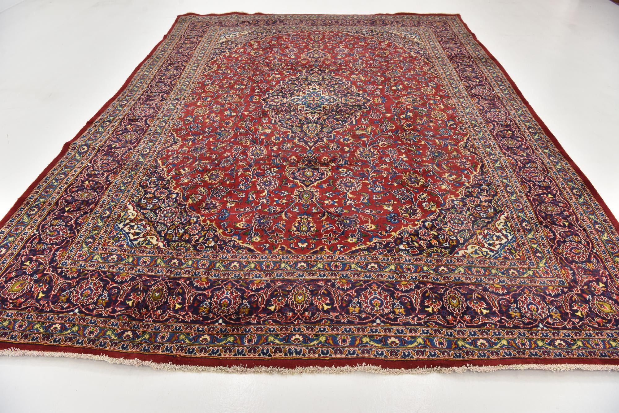 9' 7 x 12' 8 Hand Knotted Mashad Persian Wool Rug