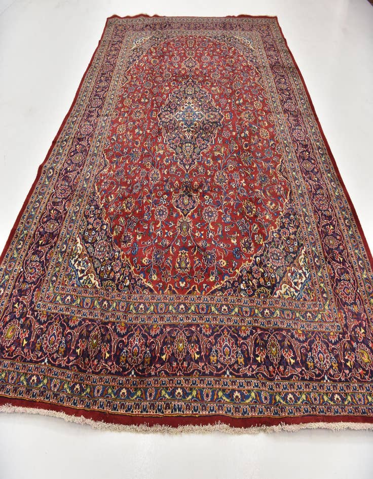 Detail image of 9' 7 x 12' 8 Hand Knotted Mashad Persian Wool Rug