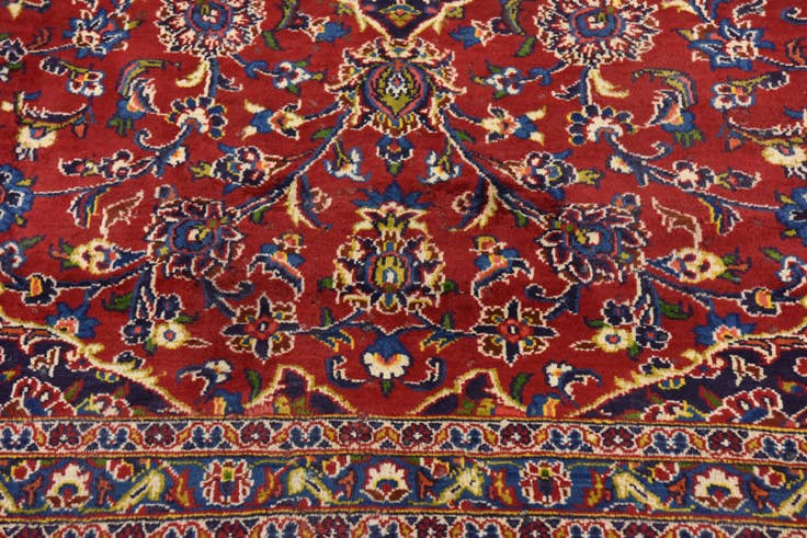 Detail image of 9' 7 x 12' 8 Hand Knotted Mashad Persian Wool Rug