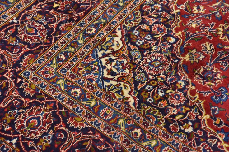 Detail image of 9' 7 x 12' 8 Hand Knotted Mashad Persian Wool Rug