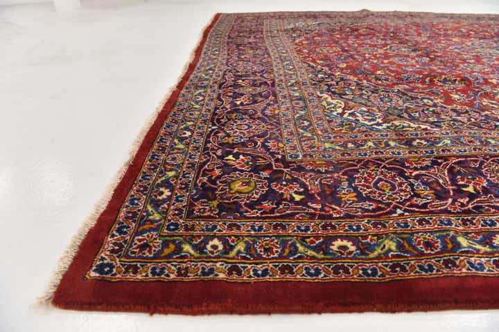 9' 7 x 12' 8 Hand Knotted Mashad Persian Wool Rug