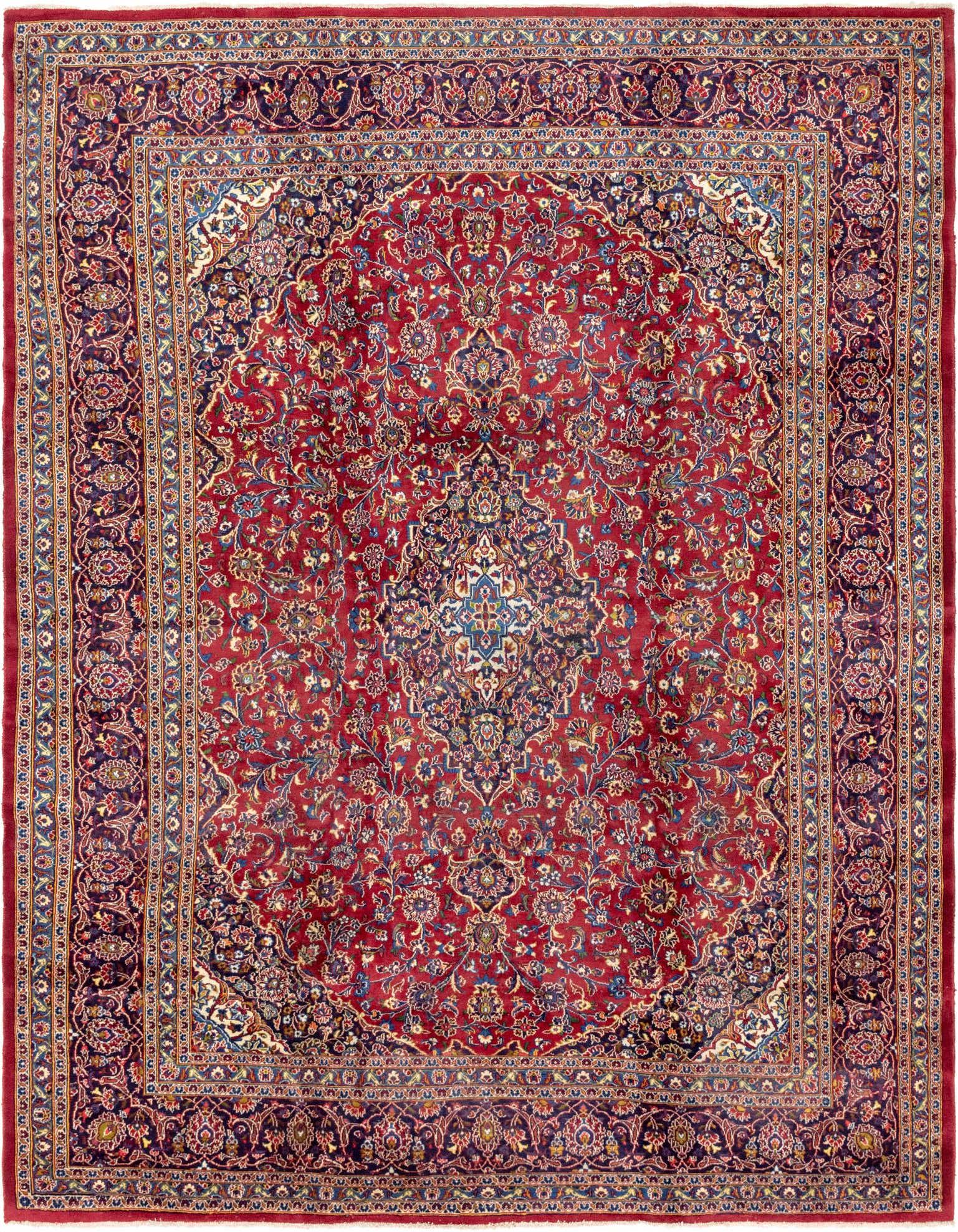 9' 7 x 12' 8 Hand Knotted Mashad Persian Wool Rug