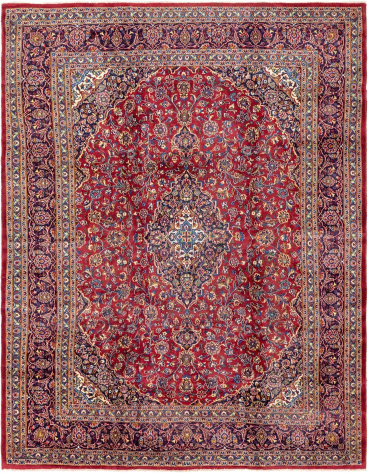 Detail image of 9' 7 x 12' 8 Hand Knotted Mashad Persian Wool Rug