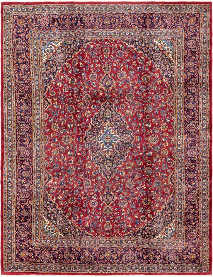 Detail image of 9' 7 x 12' 8 Hand Knotted Mashad Persian Wool Rug