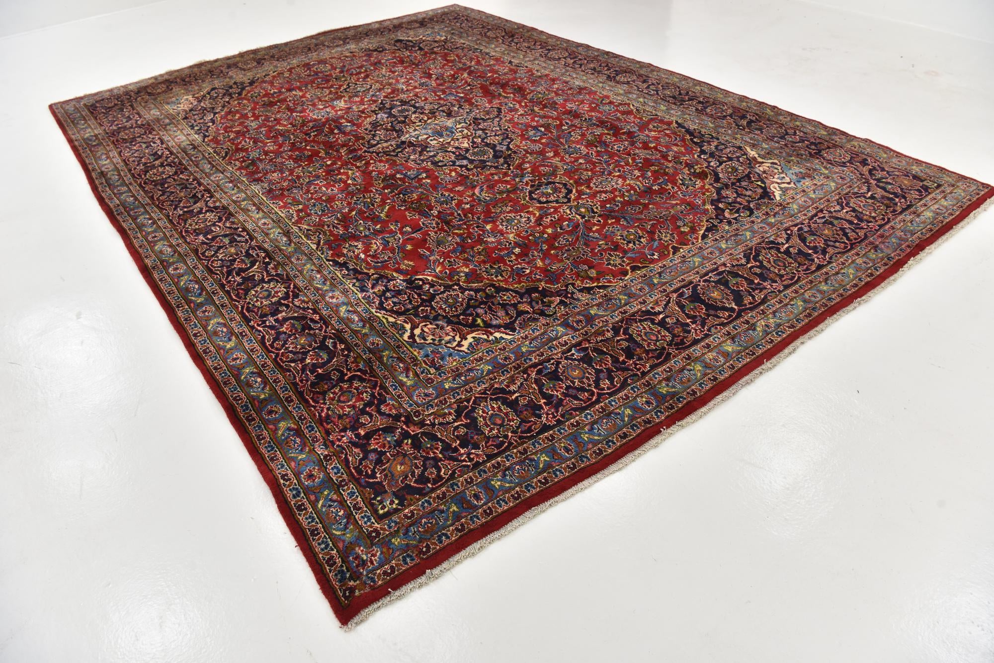 9' 7 x 12' 9 Hand Knotted Mashad Persian Wool Rug