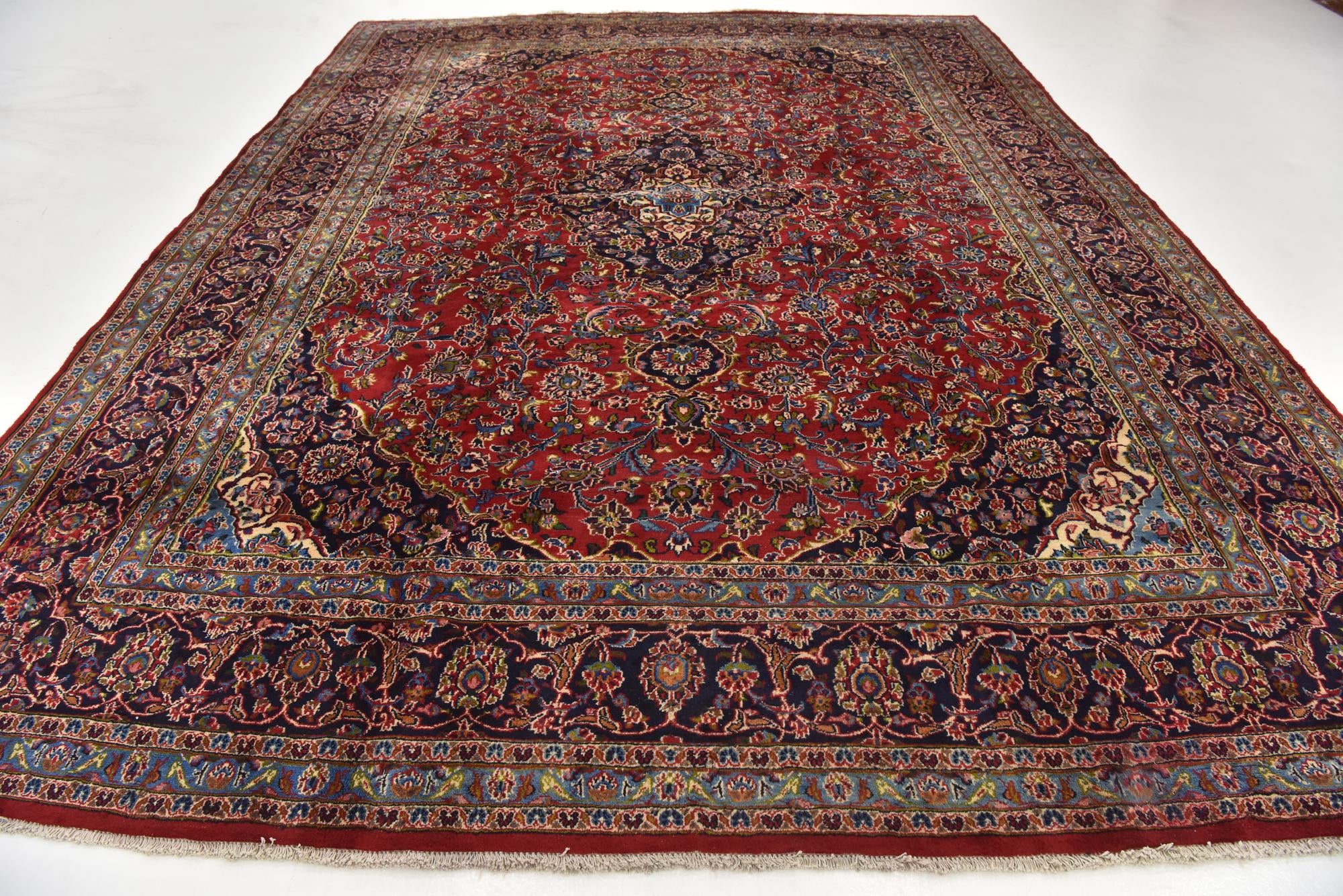 9' 7 x 12' 9 Hand Knotted Mashad Persian Wool Rug