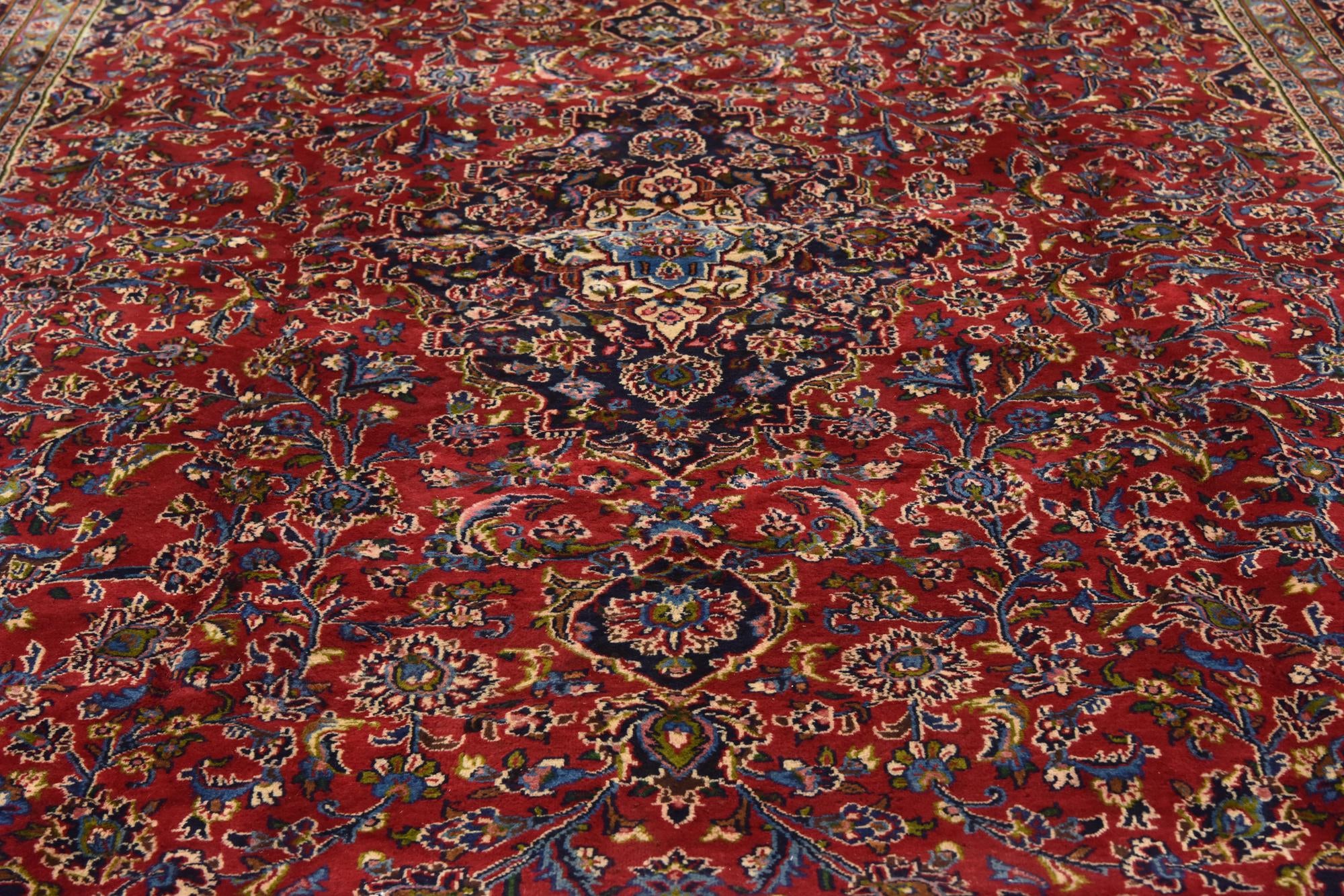 9' 7 x 12' 9 Hand Knotted Mashad Persian Wool Rug