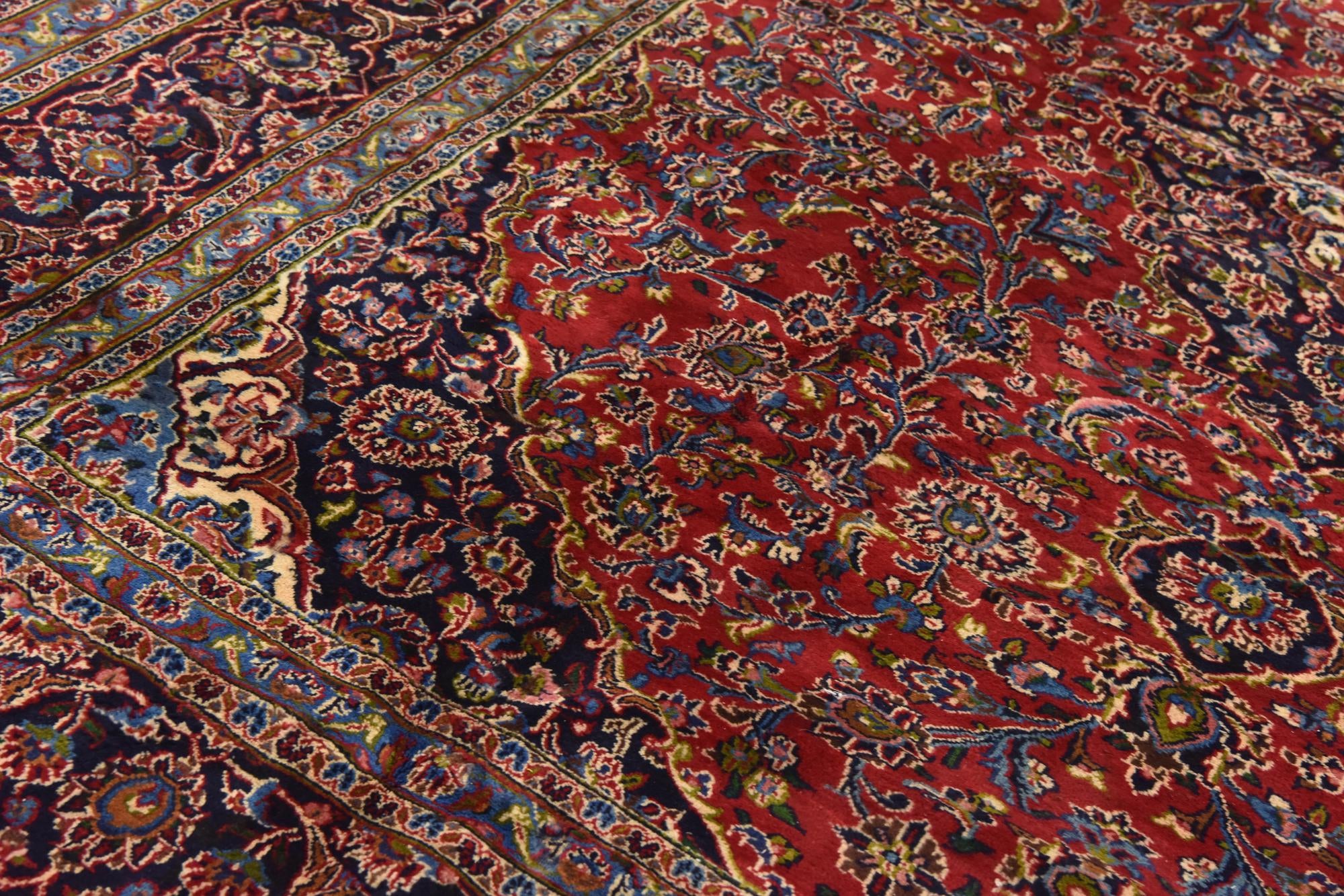 9' 7 x 12' 9 Hand Knotted Mashad Persian Wool Rug