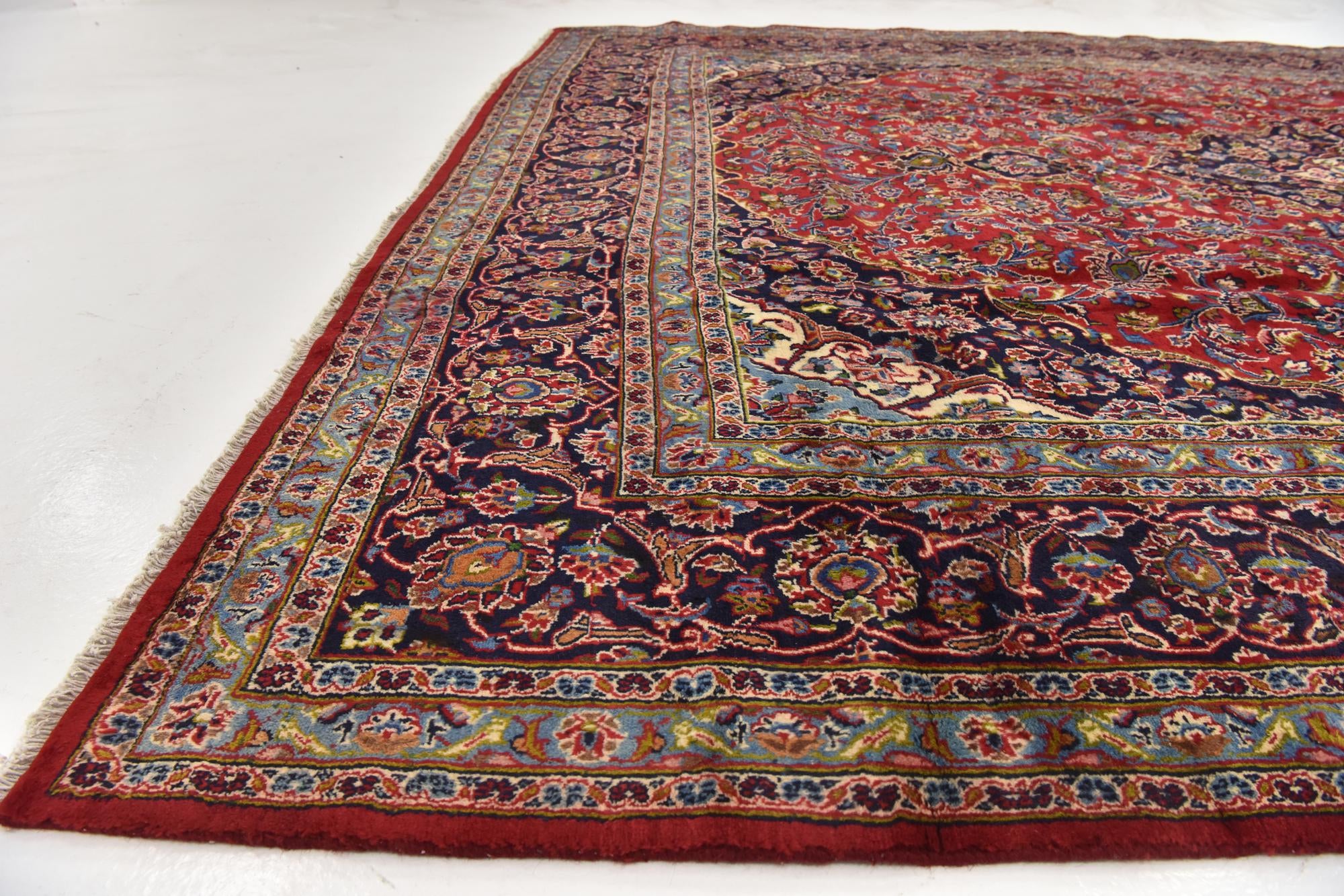 9' 7 x 12' 9 Hand Knotted Mashad Persian Wool Rug
