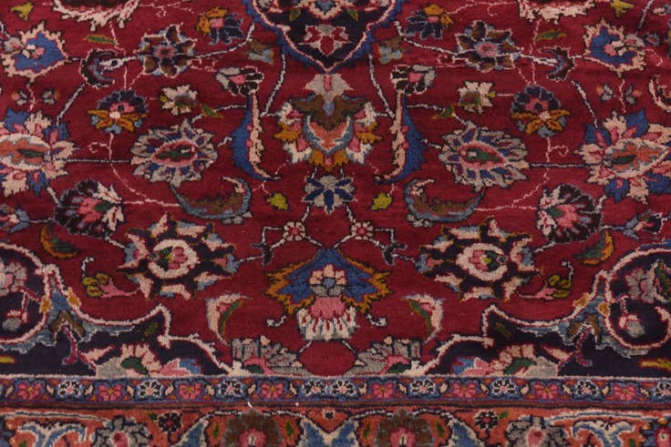 Detail image of 9' 9 x 13' 3 Hand Knotted Mashad Persian Wool Rug