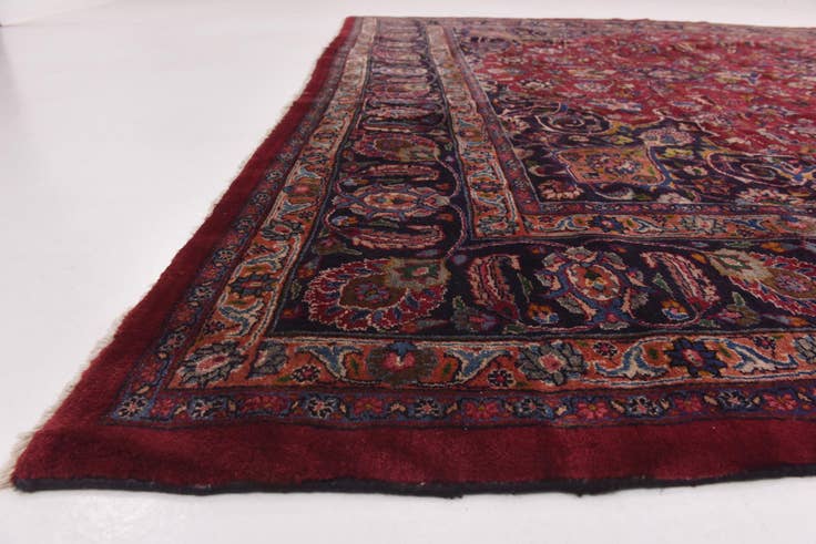 Detail image of 9' 9 x 13' 3 Hand Knotted Mashad Persian Wool Rug