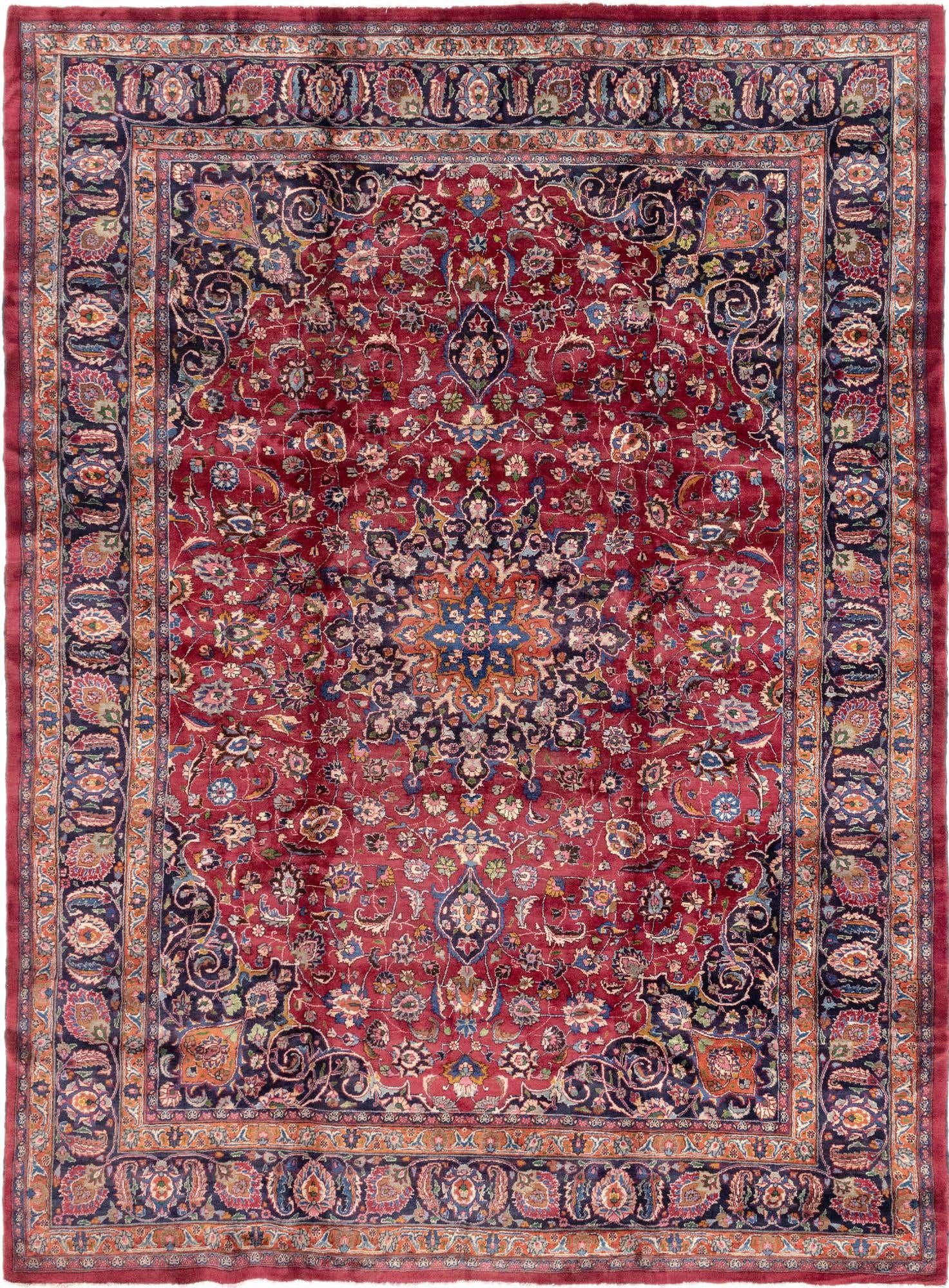 9' 9 x 13' 3 Hand Knotted Mashad Persian Wool Rug