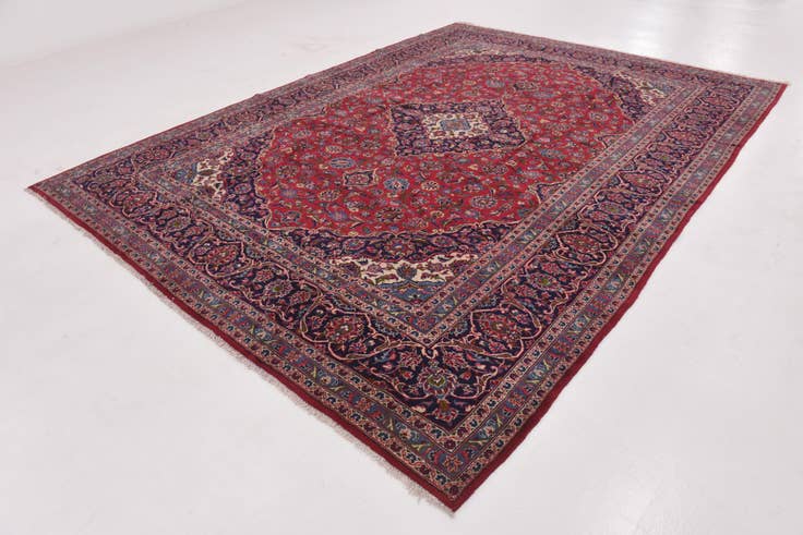 Detail image of 9' 8 x 13' Hand Knotted Mashad Persian Wool Rug