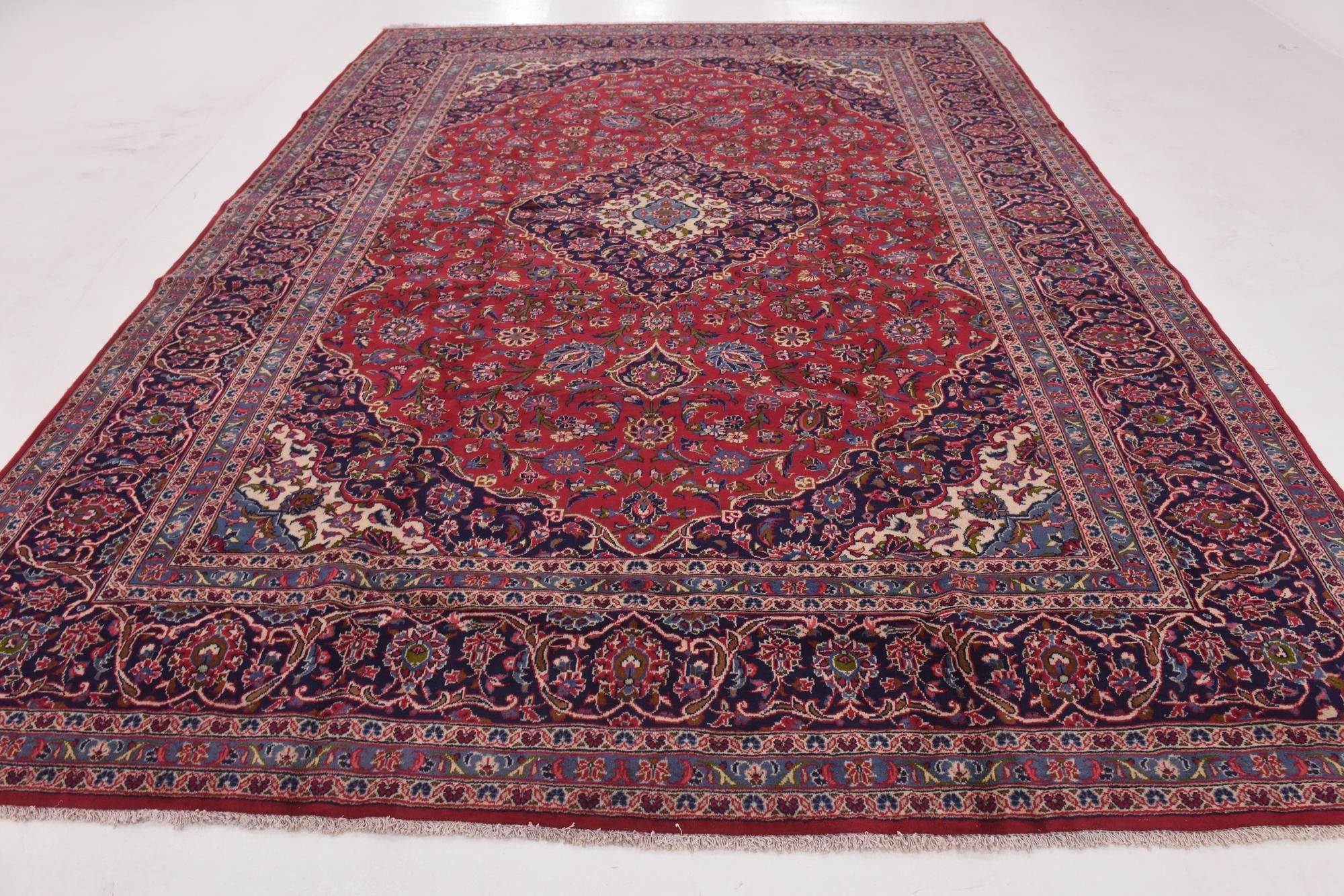 9' 8 x 13' Hand Knotted Mashad Persian Wool Rug