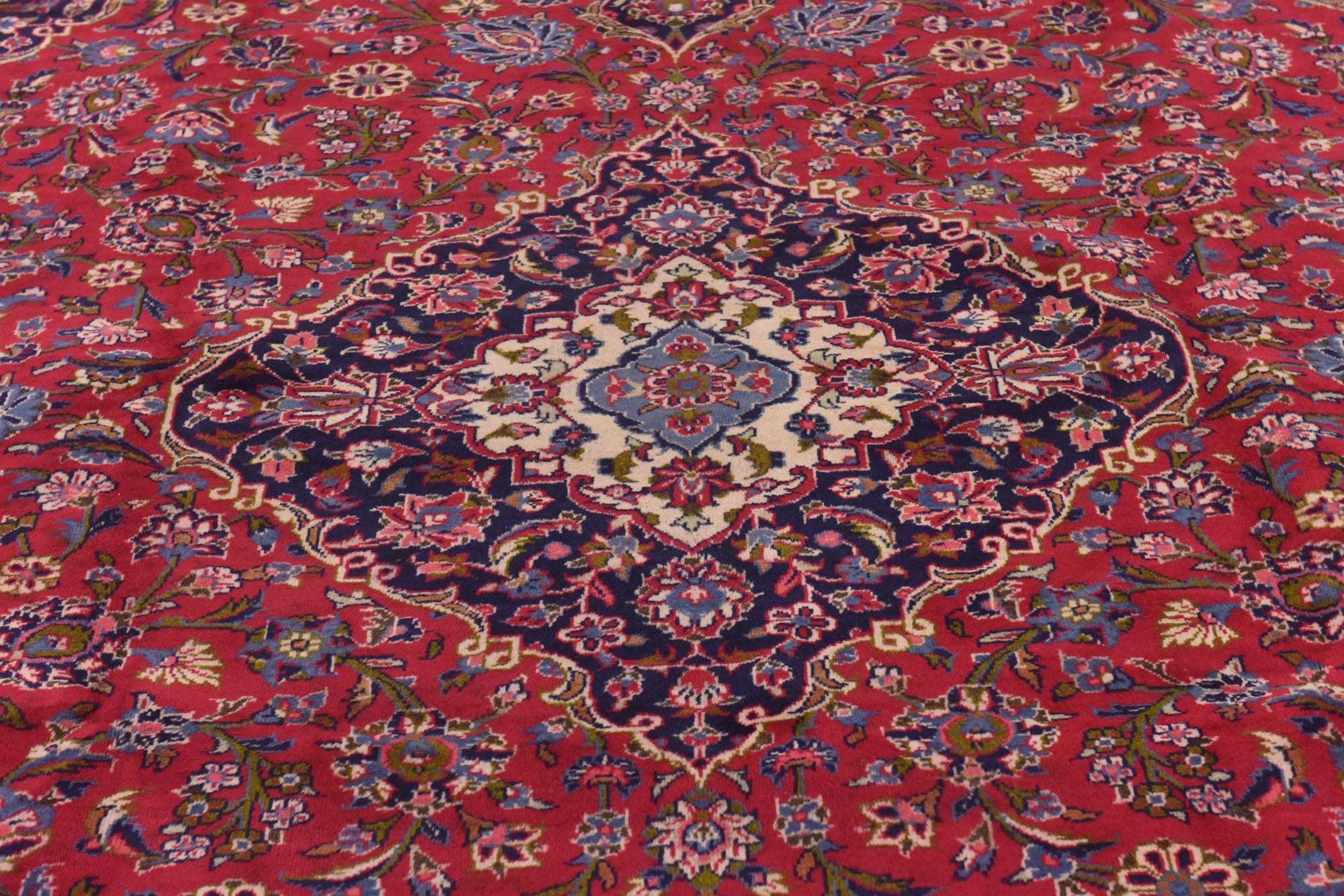 9' 8 x 13' Hand Knotted Mashad Persian Wool Rug