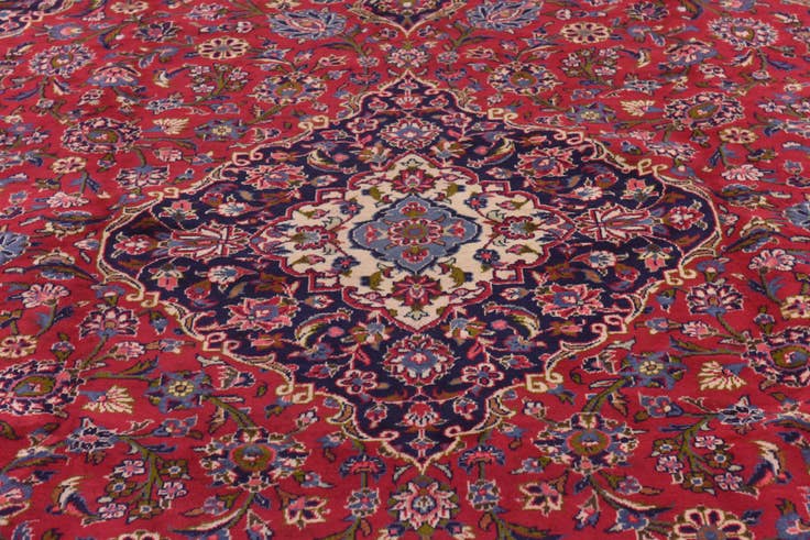 Detail image of 9' 8 x 13' Hand Knotted Mashad Persian Wool Rug