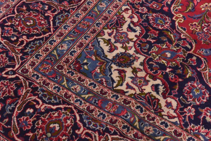 Detail image of 9' 8 x 13' Hand Knotted Mashad Persian Wool Rug