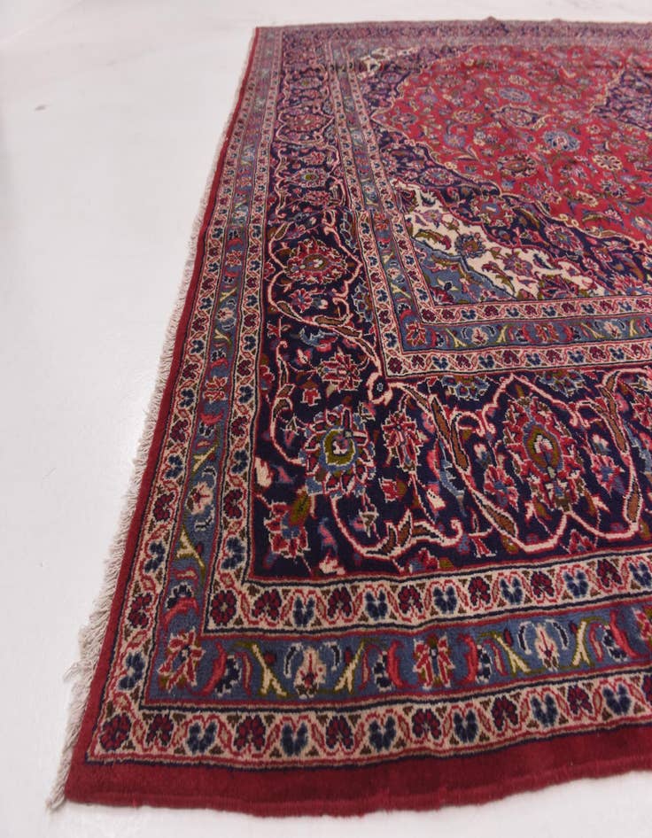 Detail image of 9' 8 x 13'  Hand Knotted Mashad Persian Wool Rug