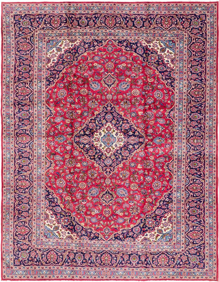Detail image of 9' 8 x 13' Hand Knotted Mashad Persian Wool Rug