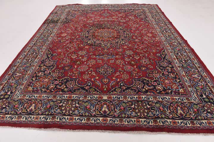 9' 7 x 12' 8 Hand Knotted Mashad Persian Wool Rug
