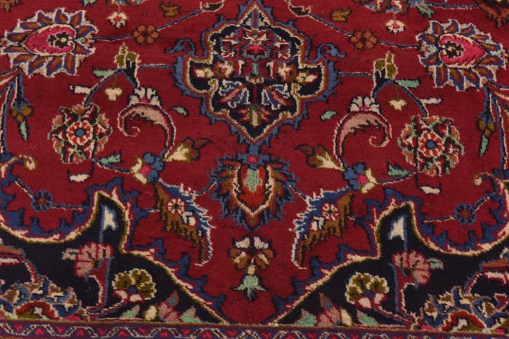 Detail image of 9' 7 x 12' 8 Hand Knotted Mashad Persian Wool Rug