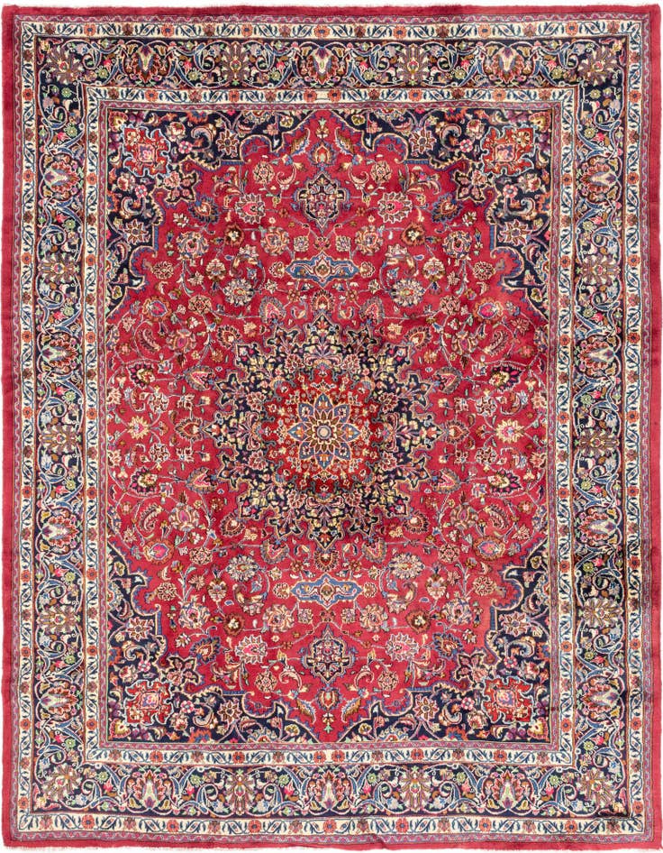 Detail image of 9' 7 x 12' 8 Hand Knotted Mashad Persian Wool Rug