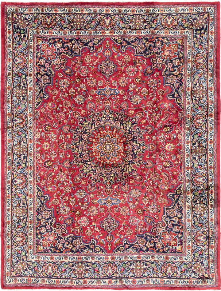 Detail image of 9' 7 x 12' 8 Hand Knotted Mashad Persian Wool Rug