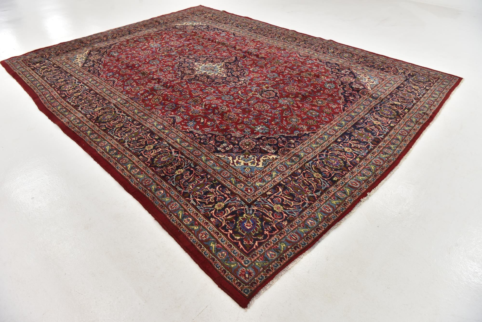 9' 9 x 13' Hand Knotted Mashad Persian Wool Rug