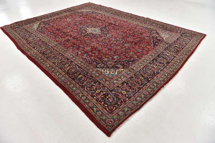 9' 9 x 13' Hand Knotted Mashad Persian Wool Rug