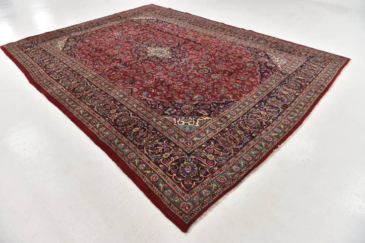 Detail image of 9' 9 x 13' Hand Knotted Mashad Persian Wool Rug