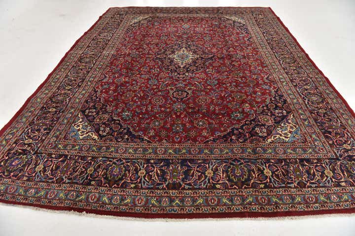 9' 9 x 13' Hand Knotted Mashad Persian Wool Rug