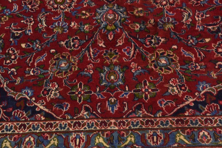 Detail image of 9' 9 x 13' Hand Knotted Mashad Persian Wool Rug