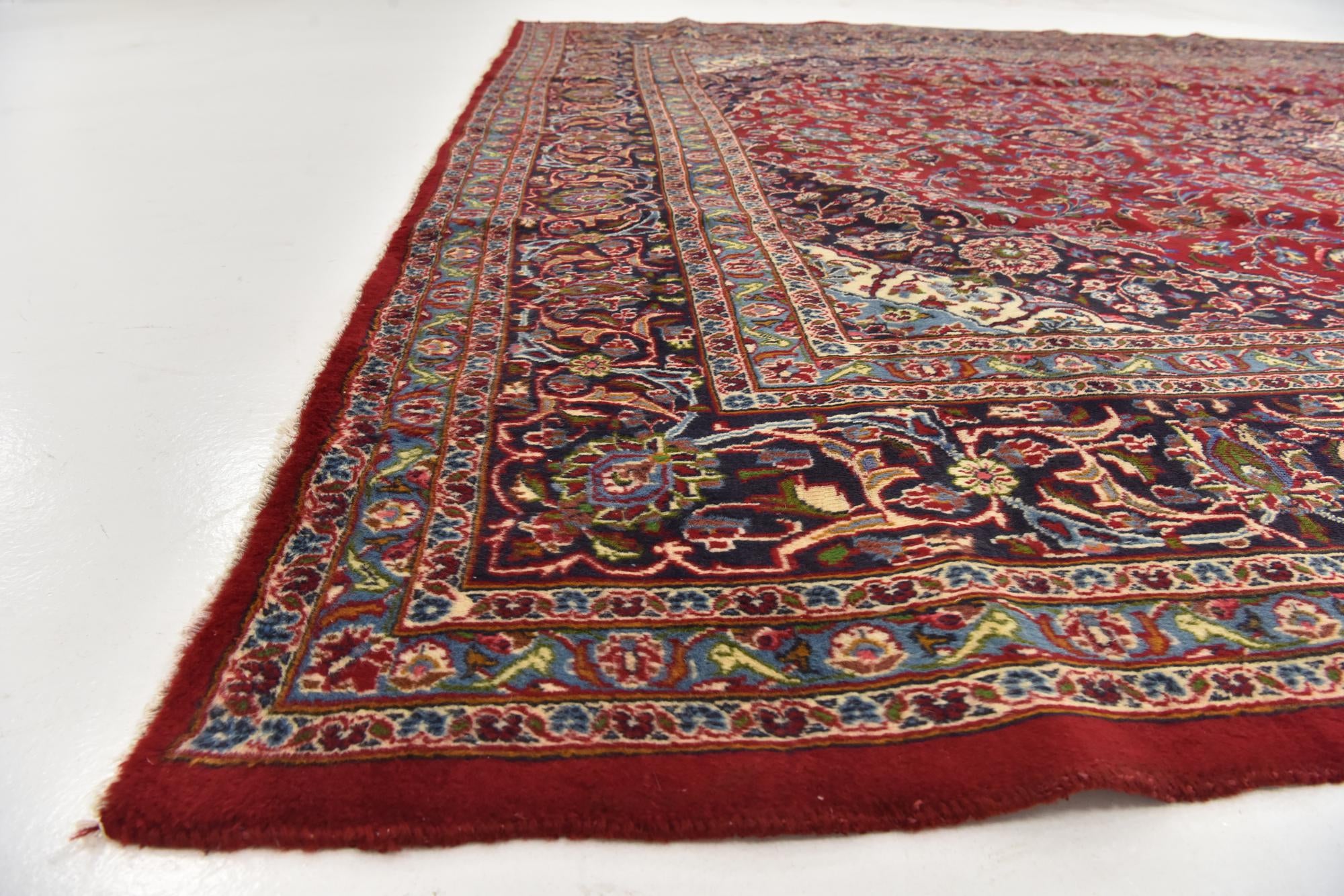9' 9 x 13' Hand Knotted Mashad Persian Wool Rug
